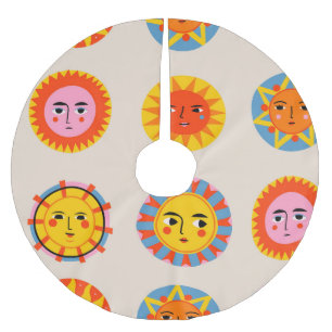 Saia Para Árvore De Natal De Poliéster Abstrato suns: padrão étnico uniforme.