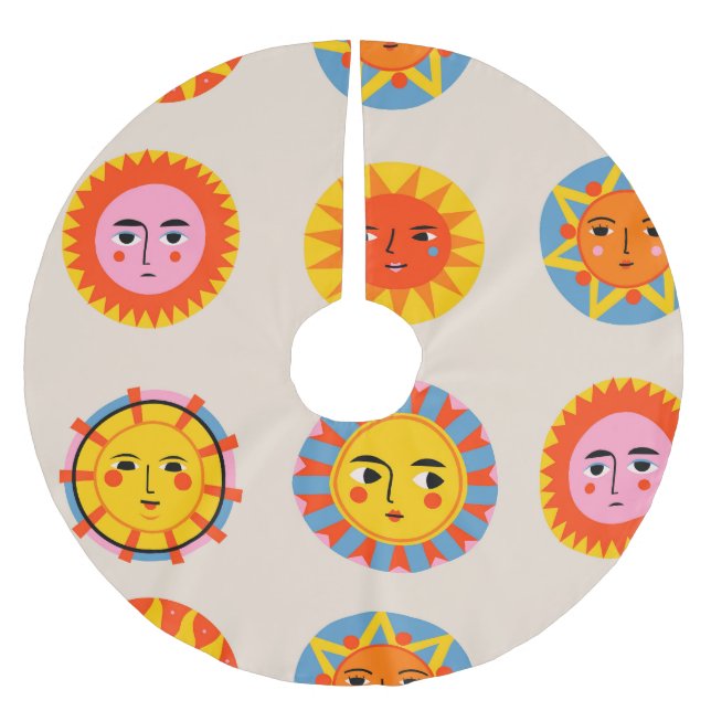 Saia Para Árvore De Natal De Poliéster Abstrato suns: padrão étnico uniforme. (Frente)