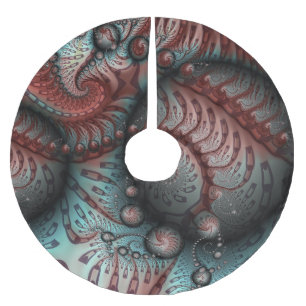 Saia Para Árvore De Natal De Poliéster Abstrato Vivid Fantasy Fractal Art Brown Blue