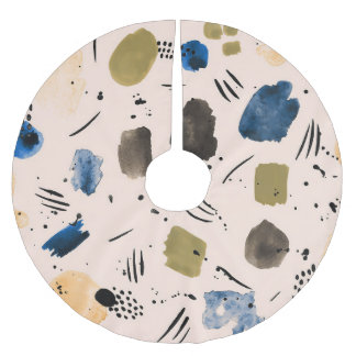 Saia Para Árvore De Natal De Poliéster Abstrato Watercolor: Padrão Geométrico de Tinta.