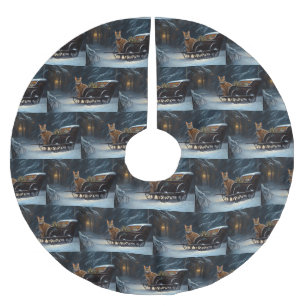 Saia Para Árvore De Natal De Poliéster Abyssinian Snowy Sleigh Passeia Decência de Natal