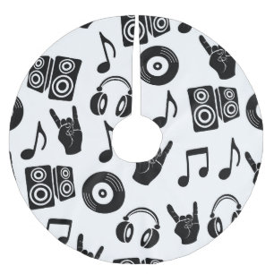 Saia Para Árvore De Natal De Poliéster Acessórios Musicais: Padrão de Vintagem Monocromát