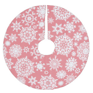 Saia Para Árvore De Natal De Poliéster Acolchoado de árvore com padrão de floco de neve d