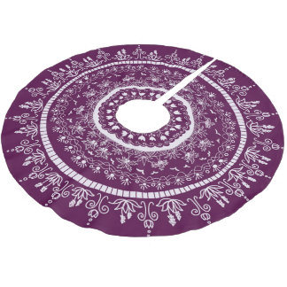 Saia Para Árvore De Natal De Poliéster Acolchoado de árvore de Natal Mandala Floral Ameix