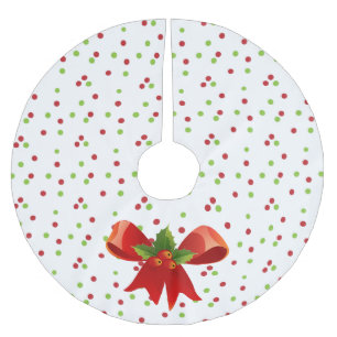 Saia Para Árvore De Natal De Poliéster Afa Vermelha e Bolinhas - Tapete de Natal para Árv