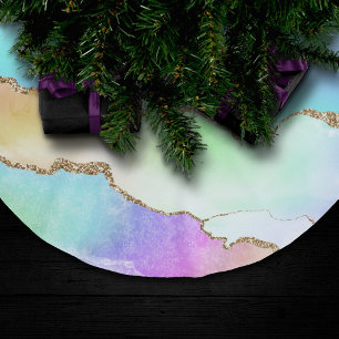 Saia Para Árvore De Natal De Poliéster Agato Holográfico   Mármaco de Ombre de Pastel i
