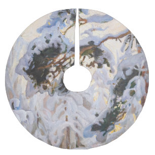 Saia Para Árvore De Natal De Poliéster Akseli Gallen-Kallela - Floresta no inverno
