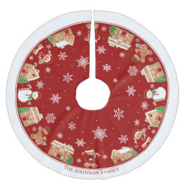 Saia Para Árvore De Natal De Poliéster Aldeia de Biscoitos de Gengibre Personalizada