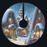 Saia Para Árvore De Natal De Poliéster Aldeia de Natal encantadora<br><div class="desc">Esta camiseta encantadora apresenta uma vila nevada com casas decoradas de Natal à noite. As ruas e os telhados estão grosseiramente cobertos de neve,  as janelas estão brilhantemente iluminadas,  as decorações de Natal consistem em árvores de abeto e bolas de árvores de Natal vermelhas. Maravilhoso decoro para sua casa!</div>