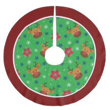 Alegre Saia de Árvore de Natal com Rena e Floco de