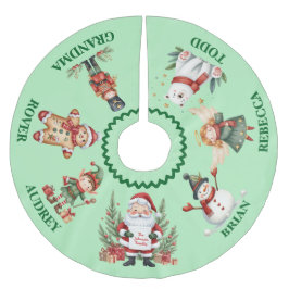Saia Para Árvore De Natal De Poliéster Alegre Tapete de Natal com Nomes