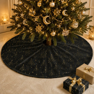 Saia Para Árvore De Natal De Poliéster Alegre Tapete de Natal em Preto e Dourado