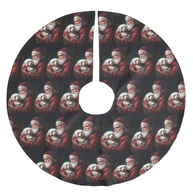 Saia Para Árvore De Natal De Poliéster Algodão De Tulear Com Natal (Frente)