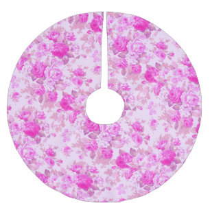 Saia Para Árvore De Natal De Poliéster Algodão doce Roxo e Rosa Natal