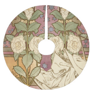 Saia Para Árvore De Natal De Poliéster Alphonse Mucha Estrelas Elegantes Art Nouveau Camé