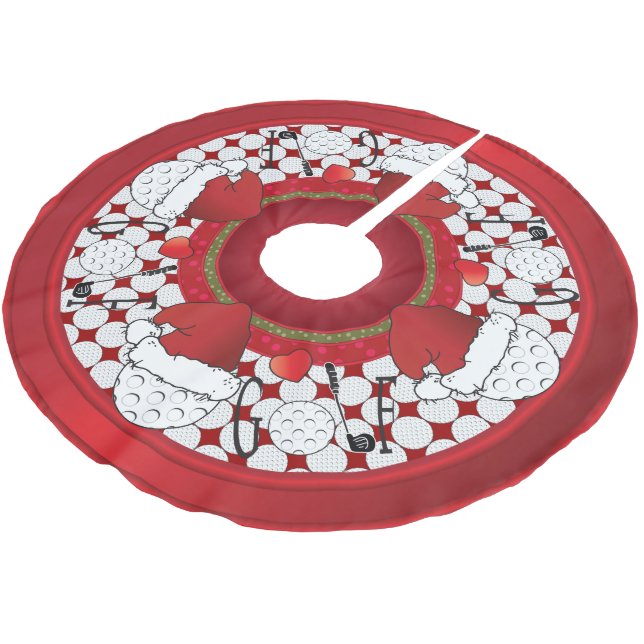 Saia Para Árvore De Natal De Poliéster Amantes do golfe do Feliz Natal (Inclinado)