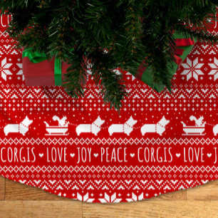 Saia Para Árvore De Natal De Poliéster Amar Joy Peace Corgis Festas de Natal