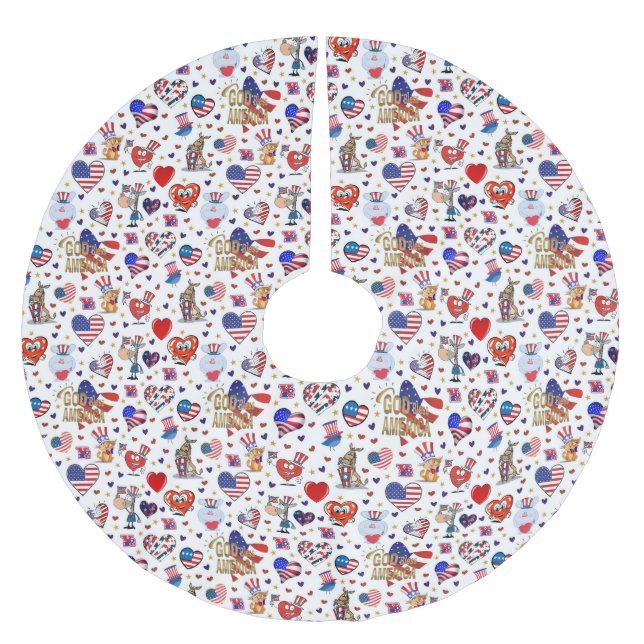 Saia Para Árvore De Natal De Poliéster AMÉRICA deus abençoe (Frente)