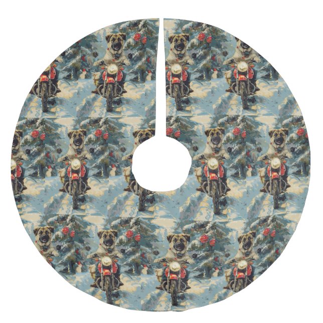 Saia Para Árvore De Natal De Poliéster Anatolian Shepherd Dog Riding Christmas (Frente)