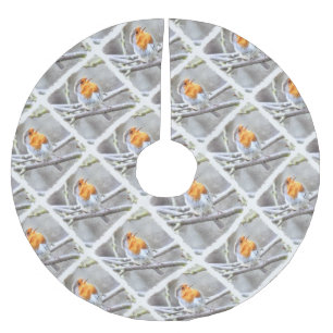 Saia Para Árvore De Natal De Poliéster Angelic Robin Watercolor