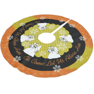 Saia Para Árvore De Natal De Poliéster Angels Oh Venha Deixe-Nos Adorá-Lo A Saia Da Árvor