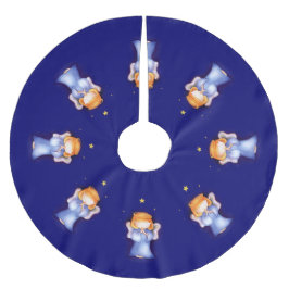 Saia Para Árvore De Natal De Poliéster Anjo do Natal que praying a saia azul da árvore de