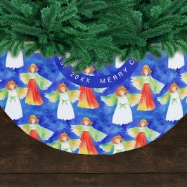 Saia Para Árvore De Natal De Poliéster Anjos de Natal Coloridos e Fofos Aquarela