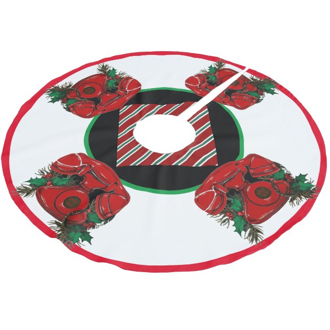 Saia Para Árvore De Natal De Poliéster Antecipação do telefone de Natal Vermelho (Inclinado)