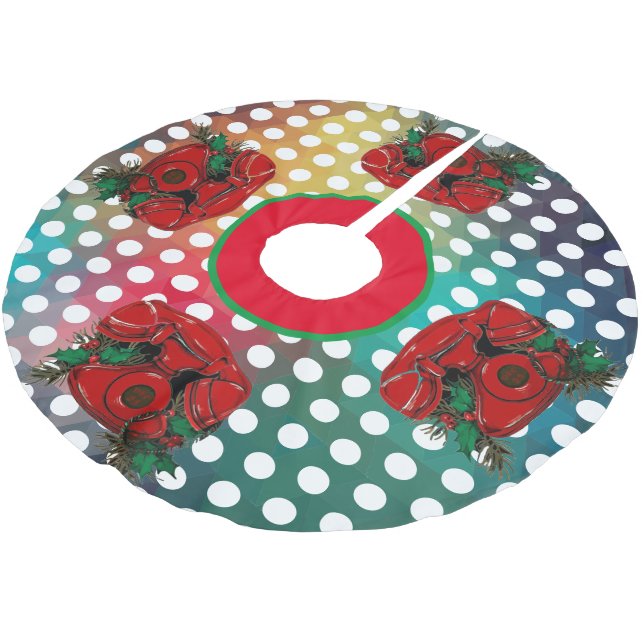 Saia Para Árvore De Natal De Poliéster Antecipação do telefone de Natal Vermelho (Inclinado)