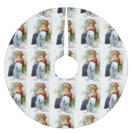 Saia Para Árvore De Natal De Poliéster Antigos Natais vintages Sheepdog Ingleses