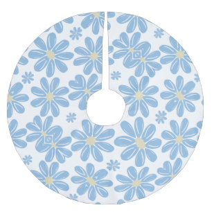 Saia Para Árvore De Natal De Poliéster Apoio de árvore com padrão floral azul