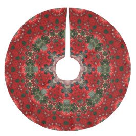 Saia Para Árvore De Natal De Poliéster Apoio de árvore de Natal Floral Vermelho