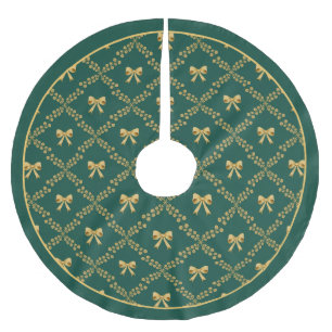 Saia Para Árvore De Natal De Poliéster Apoio de árvore decorativo com laços dourados