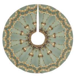 Saia Para Árvore De Natal De Poliéster Apoio de árvore decorativo em verde dourado