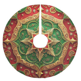 Saia Para Árvore De Natal De Poliéster Apoio de árvore decorativo vermelho dourado verde