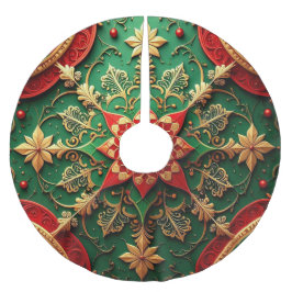 Saia Para Árvore De Natal De Poliéster Apoio de árvore decorativo vermelho dourado verde