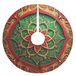 Saia Para Árvore De Natal De Poliéster Apoio de árvore decorativo vermelho dourado verde