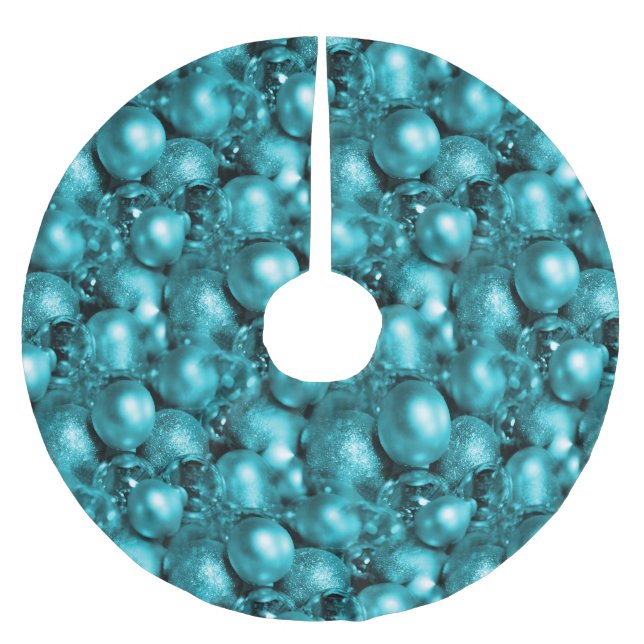 Saia Para Árvore De Natal De Poliéster Aqua Christmas Baubles (Frente)