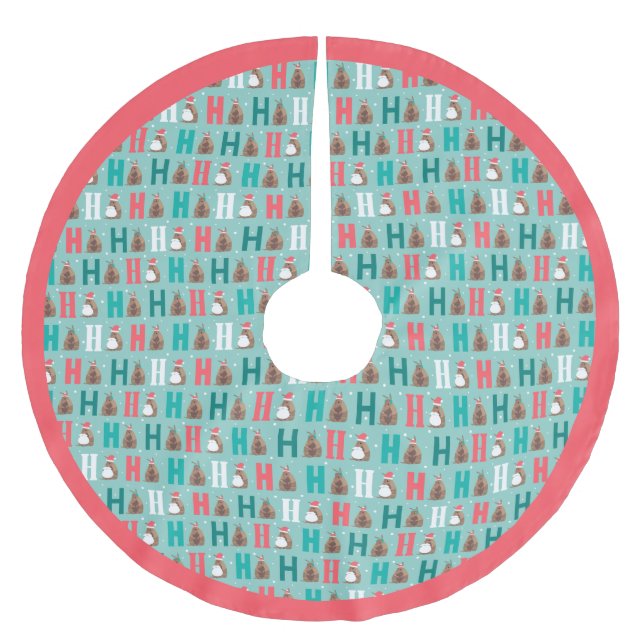 Saia Para Árvore De Natal De Poliéster Aqua Ho Ho Armadillo (Frente)