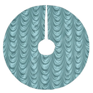 Saia Para Árvore De Natal De Poliéster Aqua luxuoso teste padrão Scalloped cetim Ruched