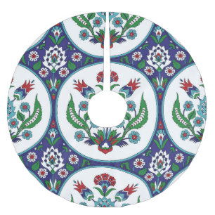 Saia Para Árvore De Natal De Poliéster Arábica turca, flores de tulipa, padrão perfeito.