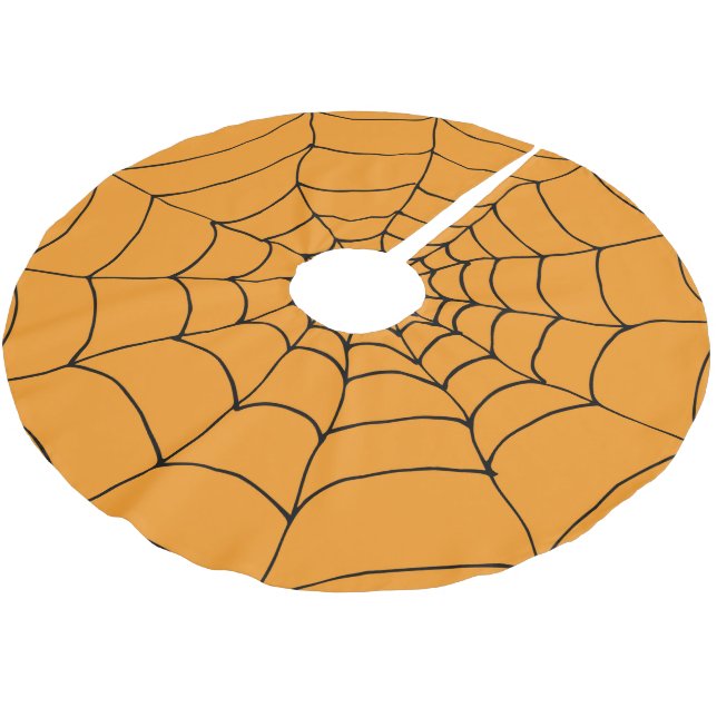Saia Para Árvore De Natal De Poliéster Aranhas Negras Laranja Halloween Web Cobwebs (Inclinado)