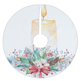 Saia Para Árvore De Natal De Poliéster Arco Vermelho E Vela