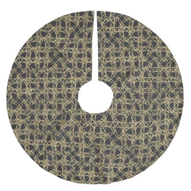 Saia Para Árvore De Natal De Poliéster Arranhão Dourado Glamour Moderno Único Elegante (Frente)