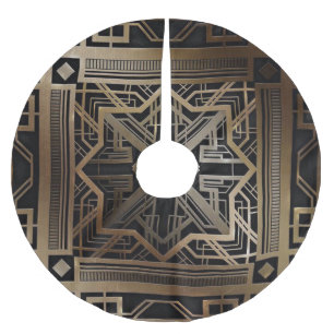 Saia Para Árvore De Natal De Poliéster Art deco,nouveau,ouro,preto,chic,elegante,vintage