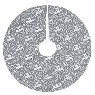 Saia Para Árvore De Natal De Poliéster Art Nouveau Ikat - Cinzas / Cinzas e branco