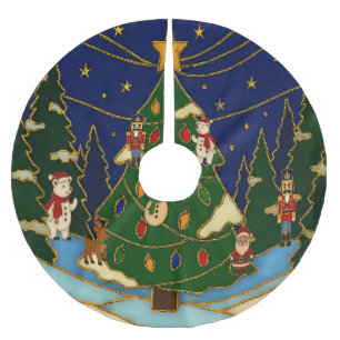 Saia Para Árvore De Natal De Poliéster Arte Cloisonne Floresta Caprichosa Natal Clássico