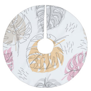 Saia Para Árvore De Natal De Poliéster Arte de Desenho de Linha Monstera Exótica