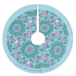 Saia Para Árvore De Natal De Poliéster Arte de Flor de Mandala Boho Verde Turquesa Person