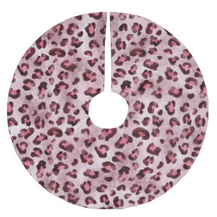 Saia Para Árvore De Natal De Poliéster Arte de Impressão de Leopardo Rosa Textura de Pelo